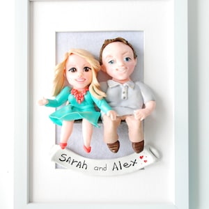 One year anniversary gifts for boyfriend Custom portrait dolls framed Cartoon sculpture Frame 6*8 inches