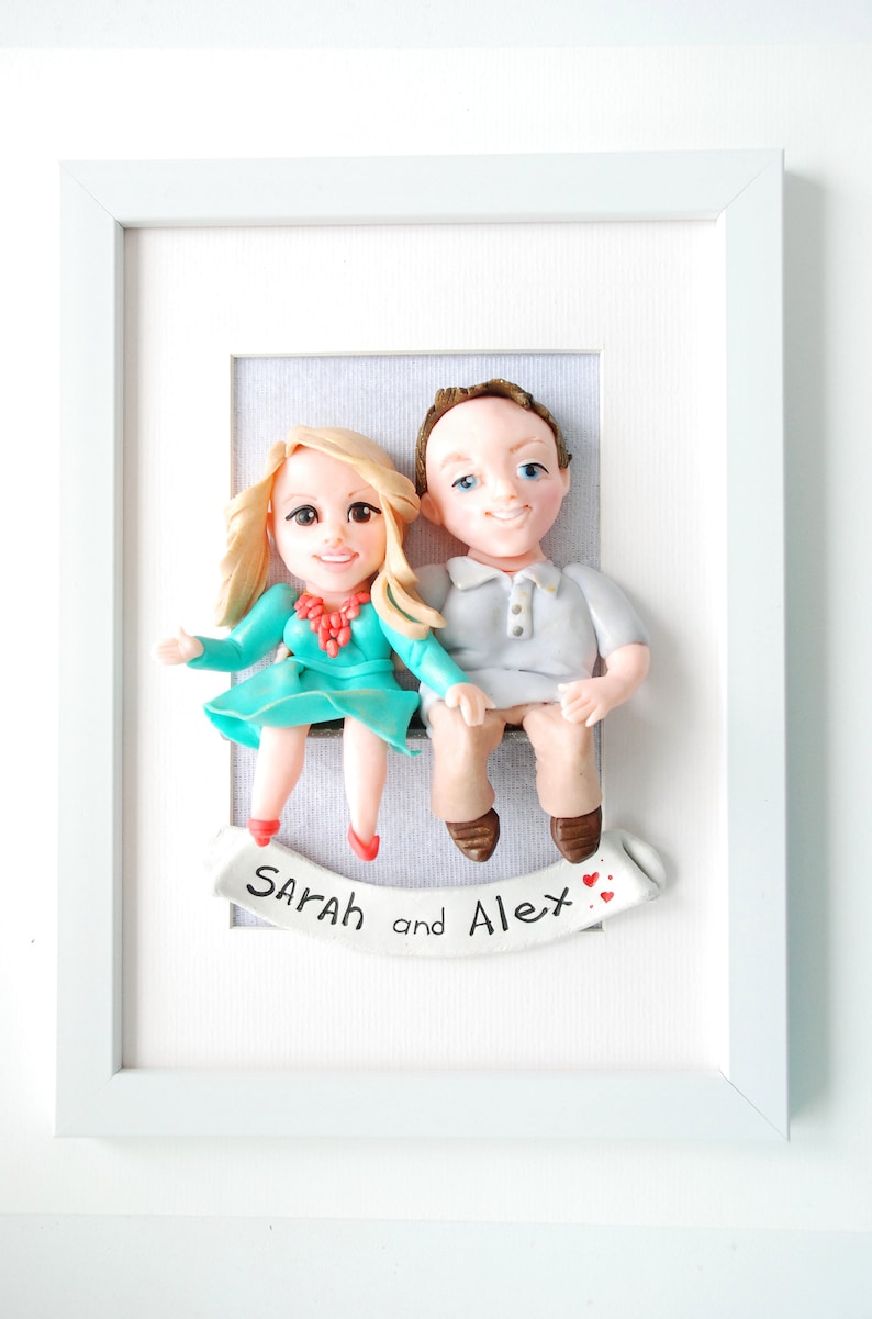 One year anniversary gifts for boyfriend Custom portrait dolls framed Cartoon sculpture Frame 6*8 inches