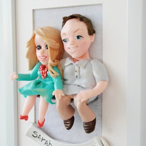 One year anniversary gifts for boyfriend Custom portrait dolls framed Cartoon sculpture image 5