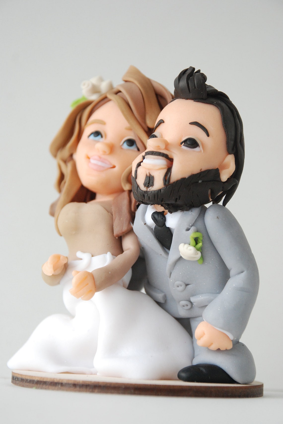 Funny wedding cake topper Realistic bride and groom figurines | Etsy