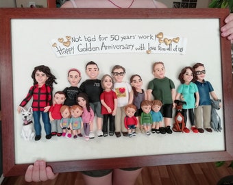 50th anniversary gifts for parents Custom family portrait with pets