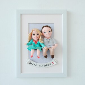 One year anniversary gifts for boyfriend Custom portrait dolls framed Cartoon sculpture image 3