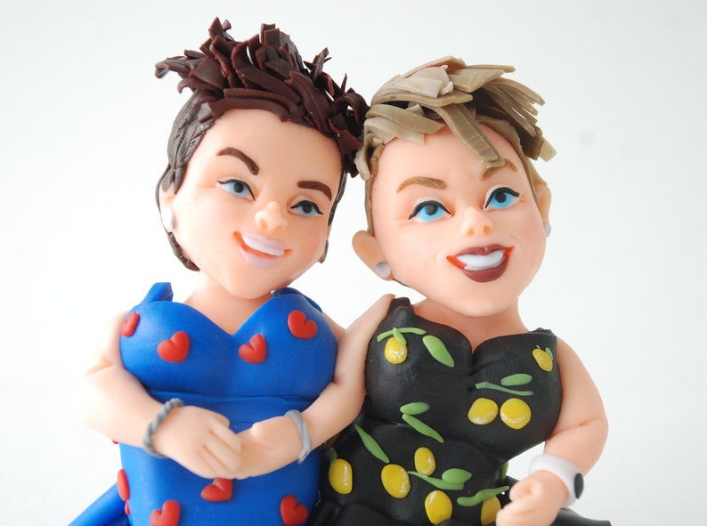 Lesbian wedding cake topper Custom figurines from photo image 8