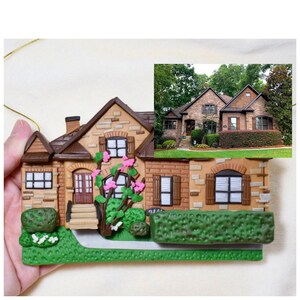 Huisornament op maat Housewarming cadeau eerste huis Makelaar slotcadeau Huisportret van foto