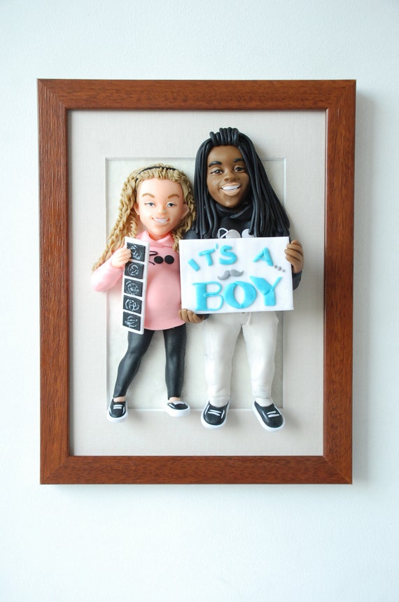Pregnant wife gift Custom family portrait sculpture