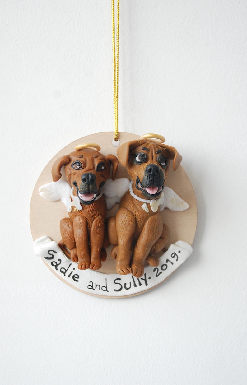 Custom dog figurines Memorial ornament Pet portrait from photo Sympathy gift image 1