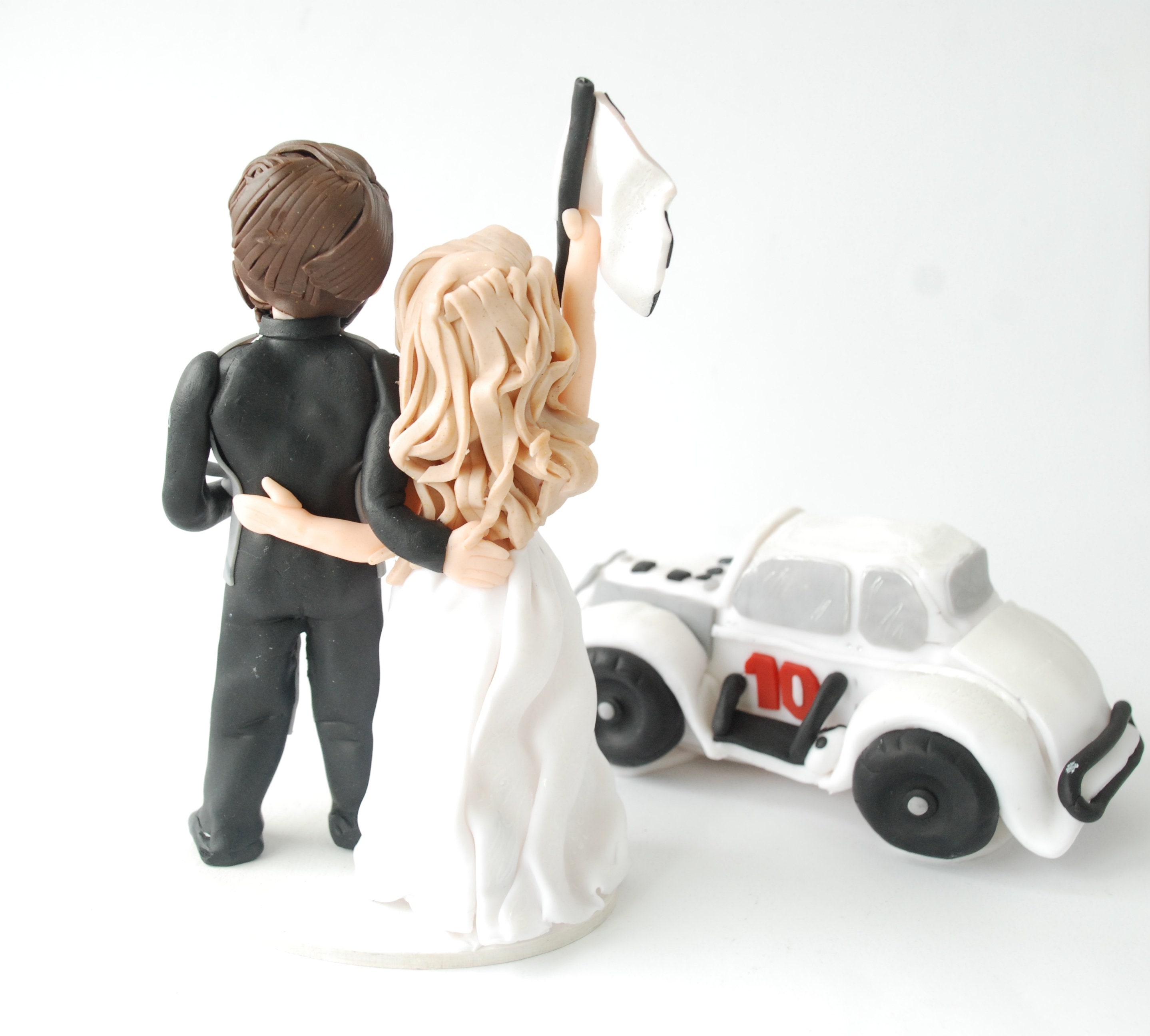 Custom Couple Cake Topper Bride and Groom Figurines With Racing Car - Etsy