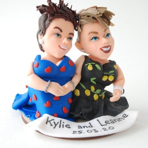 Lesbian wedding cake topper Custom figurines from photo image 7