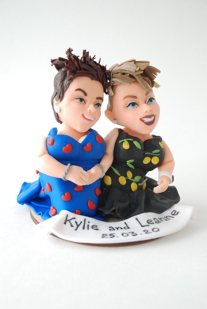 Lesbian wedding cake topper Custom figurines from photo image 7
