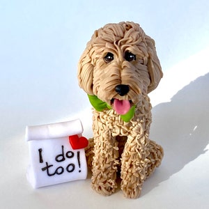 Figura de mascota personalizada Golden Doodle Dog para decoración de tarta