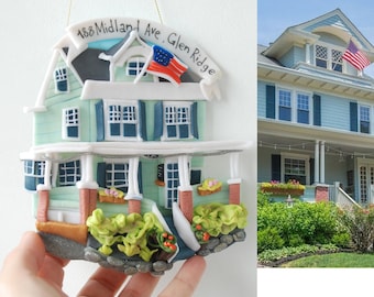 Personalized house portrait Family house portrait Custom house ornament