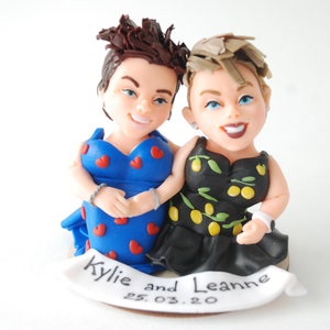 Lesbian wedding cake topper Custom figurines from photo image 5