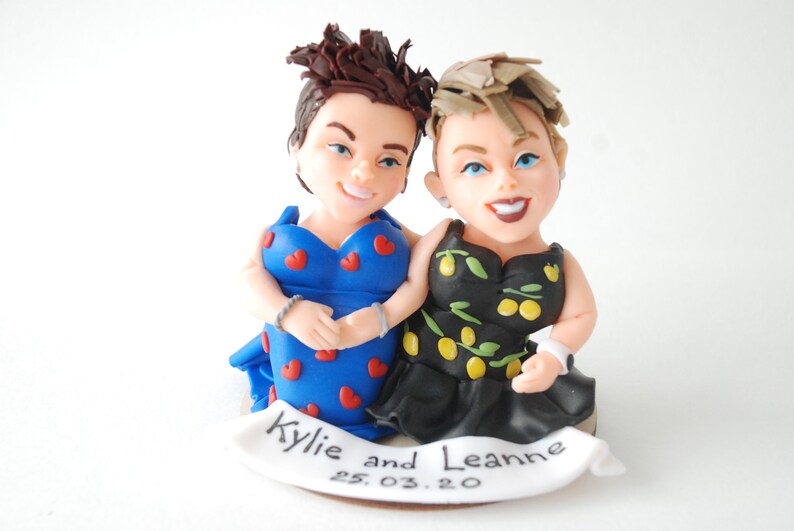 Lesbian wedding cake topper Custom figurines from photo image 5