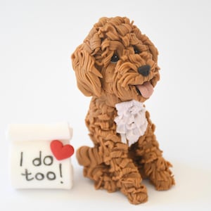 Individuell gestaltete Hundefigur, personalisierte Haustierskulptur, Hochzeitsandenken, Geschenk für Hundeliebhaber aus Polymerclay