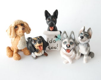 Dog wedding cake topper Custom dog figurine Custom cake topper figures