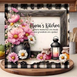 NANA'S KITCHEN SQUARE snijplank sublimatie sublimatie hoge resolutie 2 bestanden, waarvan 1 voeg je eigen tekst toe