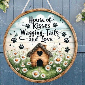 DOG PAWS DOOR hanger, wreath sign, round cutting board png, for sublimation high resolution