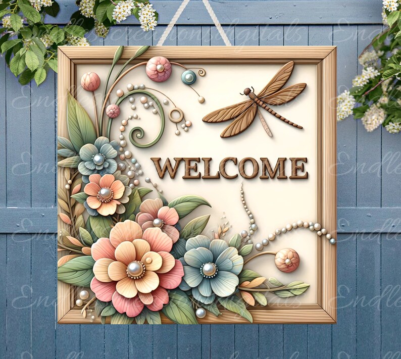 WELCOME SQUARE DOOR Hanger, Wreath Sign Png, for Sublimation High ...