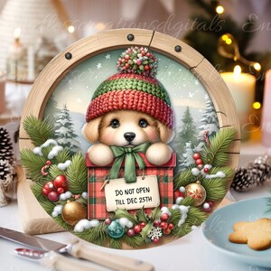 Deurhanger puppy NIET OPENEN, kransbord, ronde snijplank png, ornament, cadeaulabels png hoge resolutie, 2 bestanden 1 voeg je eigen tekst toe