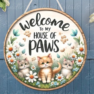 HOUSE OF PAWS door hanger, wreath sign, round cutting board png, for sublimation high resolution