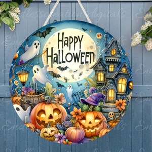HALLOWEEN TÜR AUFKLEBER, Kranzschild, rundes Schneidebrett png für Sublimation mit hoher Auflösung