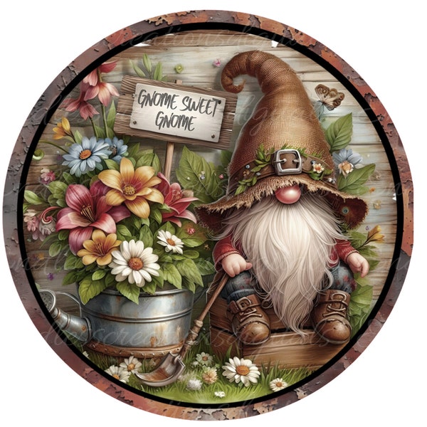 GNOME SUBLIMATION door hanger, wreath sign png, for sublimation high resolution