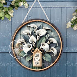 LOVE LIVES HERE Floral, Kranz Zeichen Png, für Sublimation hohe Auflösung 2 Datei, 1 fügen Sie Ihren eigenen Text