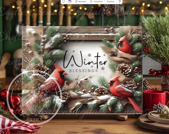 WINTER CARDINALS Cutting board sublimation, 300 dpi high resolution 2 files for download 1 add your own text