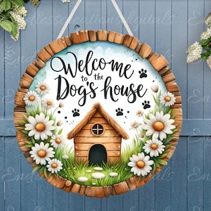 DOG HOUSE DOOR hanger, wreath sign, round cutting board png, for sublimation high resolution