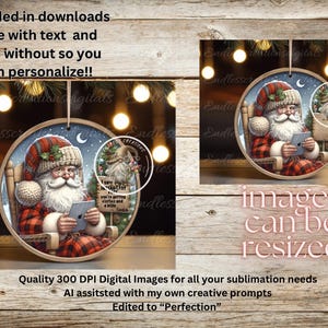 SANTA INSTAGRAM POST, ornament, deurhanger voor sublimatie hoge resolutie 2 bestanden om te downloaden 1 voeg je eigen tekst toe, kan worden aangepast