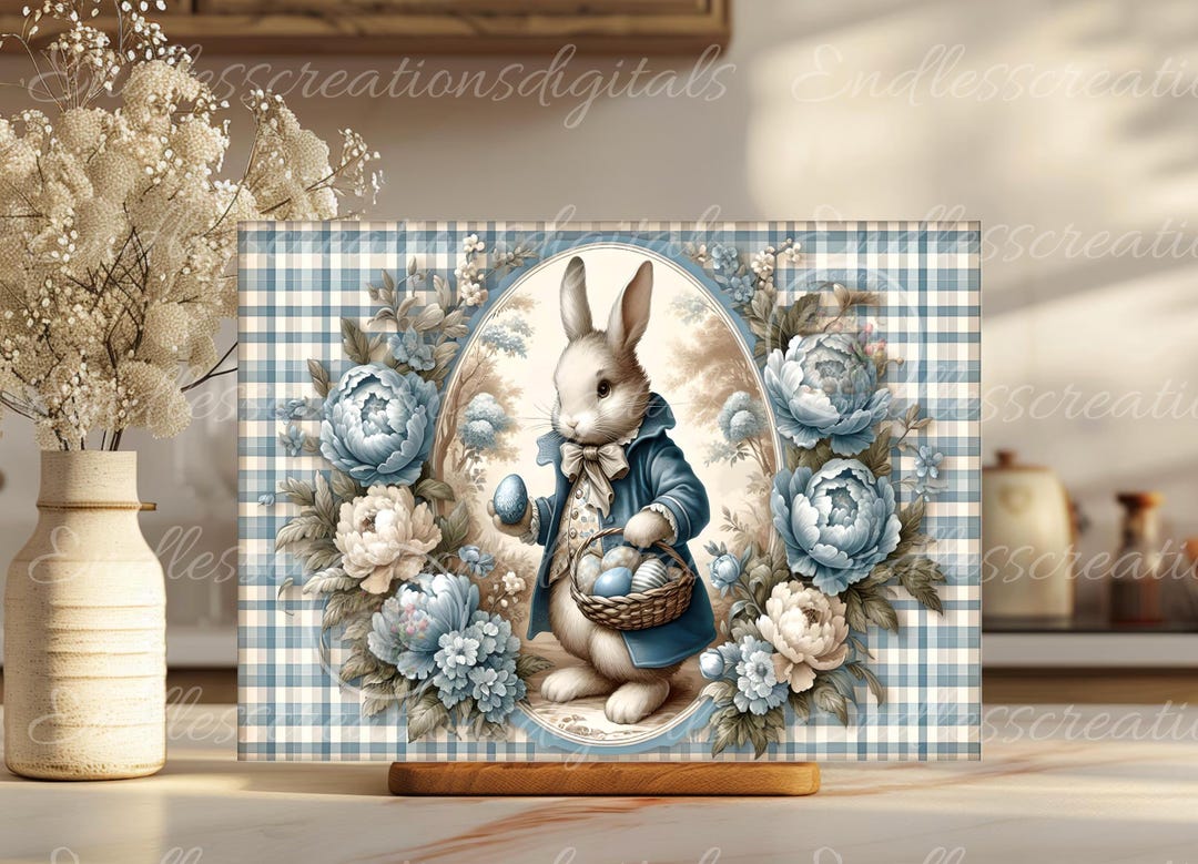 BLUE GINGHAM RABBIT Cutting Board - Etsy