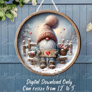 LOVE YOU VALENTINE Gnom, nur digitaler Download, 2 Dateien, 1 leeres für Ihren eigenen Text, 300 dpi
