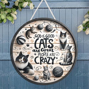 CATS ARE Great deurhanger, kransbord, ronde snijplank, onderzetter, ornament voor sublimatie hoge resolutie, 1 bestand om te downloaden