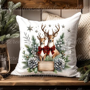 Housses de COUSSIN DE NOL CERF, torchon, tasses, ... sublimation paquet de 5 blancs ajoutez votre propre texte haute définition 300 ppp, transparent,