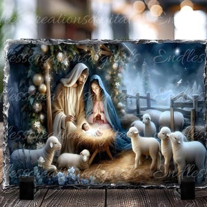 NATIVITY SCENE CUTTING board,  sublimation slates, aluminum signs  sublimation high resolution