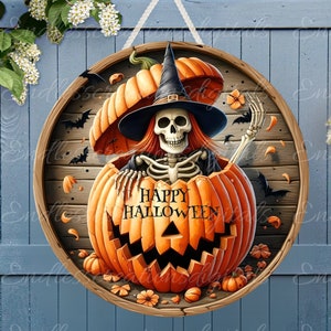 HALLOWEEN TÜR AUFKLEBER, runde Schneidebrett, für Sublimation hohe Auflösung, 2 Dateien zum Download, 1 blanko fügen Sie Ihren eigenen Text