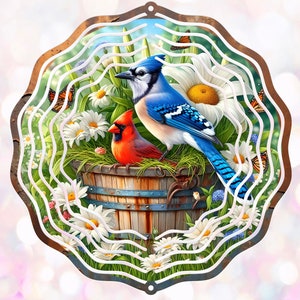 Fichier de sublimation de spinner du CARDINAL BLUEJAY WIND à télécharger 300 dpi pour une utilisation sur des girouettes et des affichettes de porte