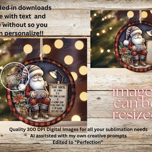 Père Noël tout ce que je veux, ornement, accroche-porte pour sublimation haute résolution 2 fichiers à télécharger 1 ajoutez votre propre texte, peut être redimensionné
