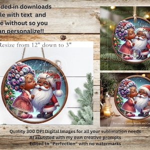 MAMA KISSING SANTA Cabide de porta, tábua de corte, enfeite sublimação alta resolução 2 arquivos para download 1 adicione seu próprio texto Redimensionar