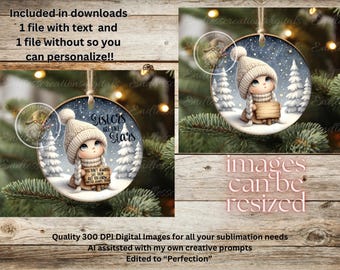 SISTERS ARE STARS ornament, Door Hanger for sublimation high resolution 2 files for download 1 add your own text