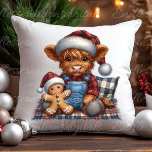 MIGNONNE VACHE DES HIGHLANDS Housses de coussin, torchon, tasses, pots de plantes, etc. sublimation 5 haute définition 300 ppp, transparent, ajoutez votre propre texte