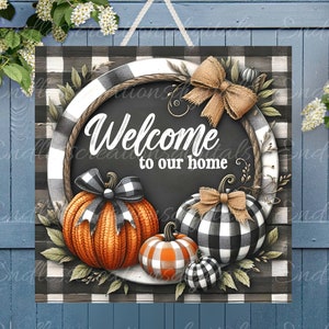 FALL PUMPKIN SQUARE Türschild, Kranzschild, quadratisches Schneidebrett, Sublimationsdruck mit hoher Auflösung 2 Dateien zum Herunterladen, 1 fügen Sie Ihren eigenen Text hinzu