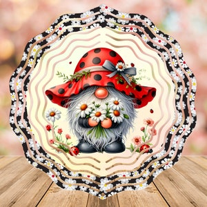 LADYBUG GNOME WIND spinner sublimazione 2 file per il download 300 dpi per l'uso su girandole, cuscini, tazze ecc.