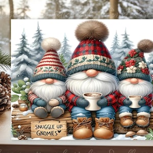 SNUGGLE GNOMES WINTER sublimation planche à découper sublimation haute résolution, 2 fichiers à télécharger, 1 avec votre texte, peut être redimensionné