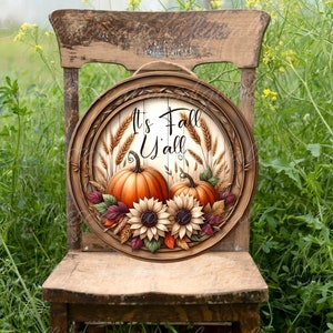 ROUND FALL DOOR Aufhänger, Kranzschild, Schneidebrett png, für Sublimation mit hoher Auflösung 2 Dateien, 1 fügen Sie Ihren eigenen Text hinzu