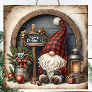 Cintre de porte carrée de Noël, couronne, planche à découper carrée png, pour sublimation haute résolution 2 fichiers, 1 ajoutez votre propre texte