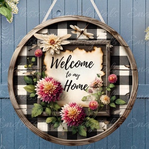 WELCOME DOOR HANGER, wreath sign, cutting board png, for sublimation high resolution 2 round files 1 blank for your own text
