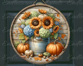 FALL DOOR HANGER, wreath sign, round cutting board png, for sublimation high resolution