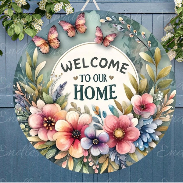 WELCOME DOOR HANGER, wreath sign png, for sublimation high resolution