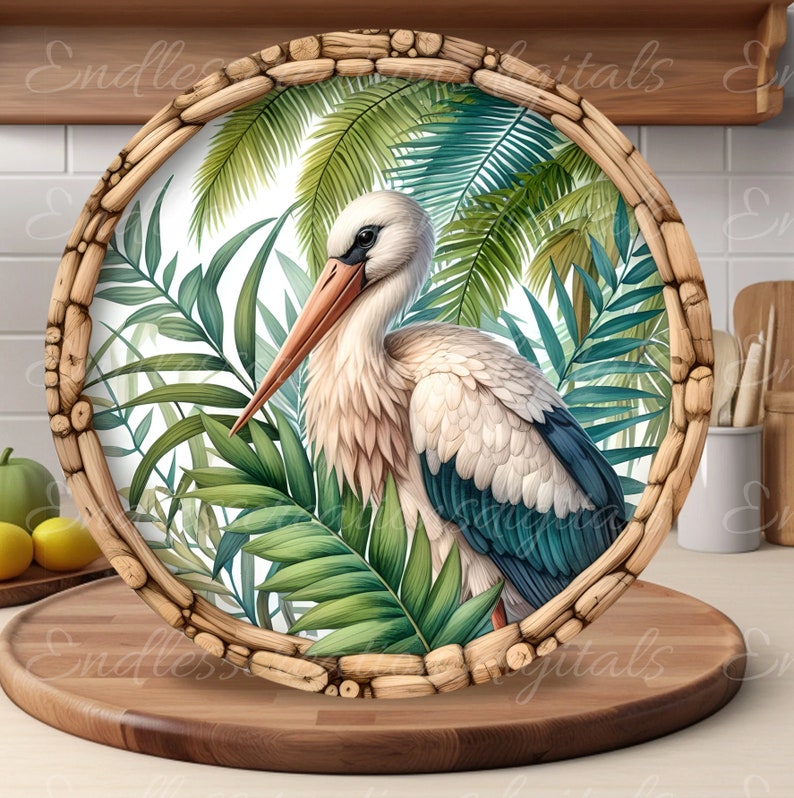 TROPICAL STORK DOOR Hanger, Wreath Sign Png, Round Cutting Board for ...